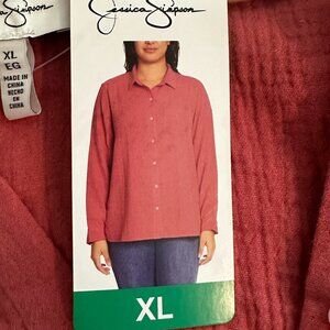 Jessica Simpson Women's Cotton Gauze Tunic Top Blouse Size XL Red Boho Beach NEW